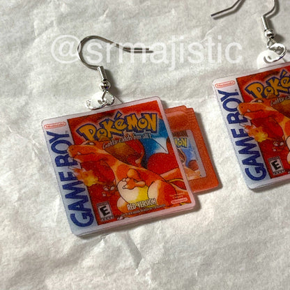 (READY TO SHIP) Pokémon Blue, Red, and Yellow Game Boy Game 2D detailed Handmade Earrings!