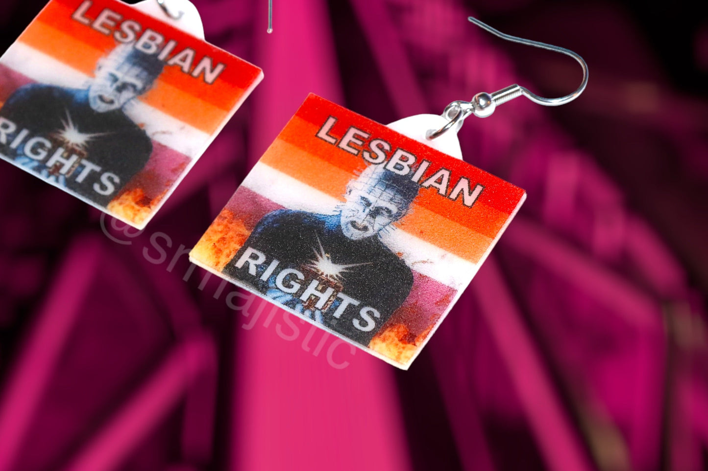 (READY TO SHIP) Hellraiser Pinhead Collection of Flaming Pride Flags Handmade Earrings!