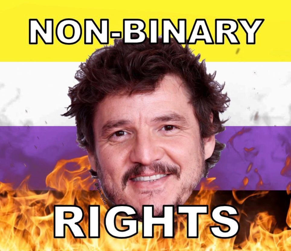 Bumper Stickers of Pedro Pascal Flaming Pride Flag