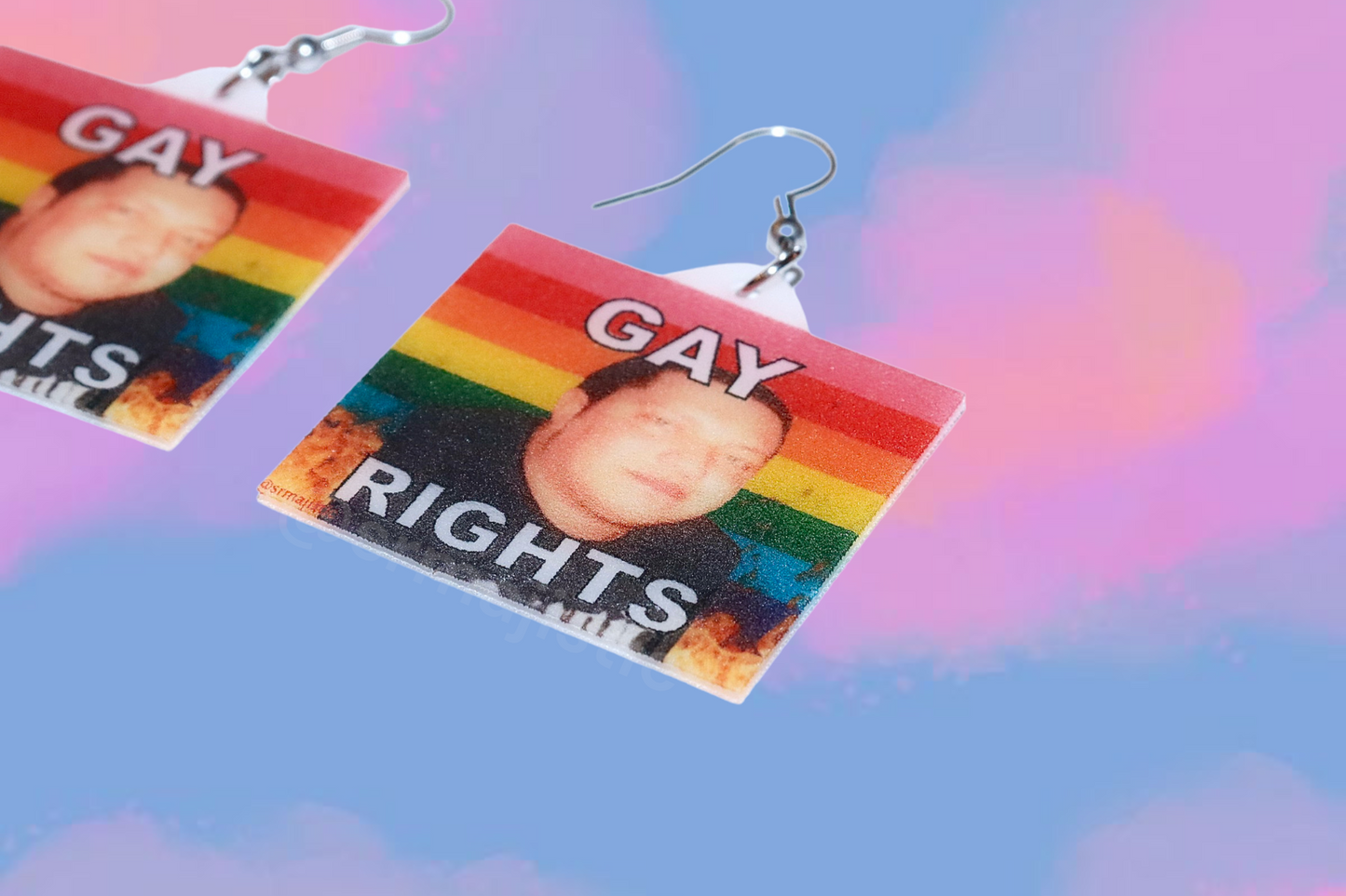 (READY TO SHIP) Sal Vulcano Gay Flaming Pride Flag Handmade Earrings!