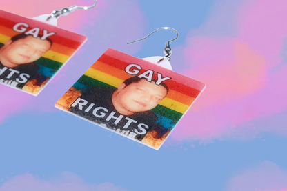 (READY TO SHIP) Sal Vulcano Gay Flaming Pride Flag Handmade Earrings!