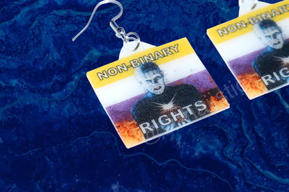 (READY TO SHIP) Hellraiser Pinhead Collection of Flaming Pride Flags Handmade Earrings!