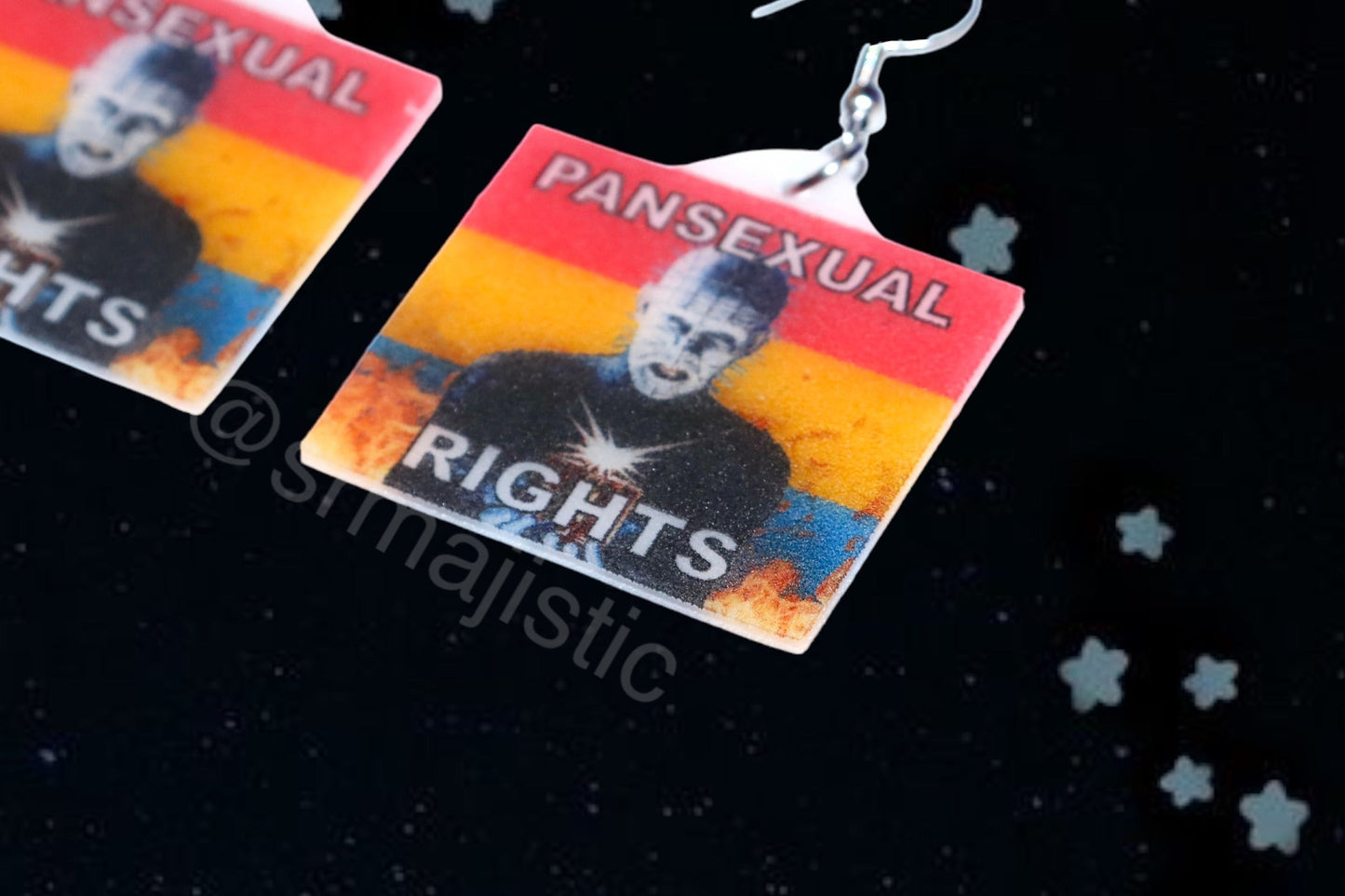 (READY TO SHIP) Hellraiser Pinhead Collection of Flaming Pride Flags Handmade Earrings!