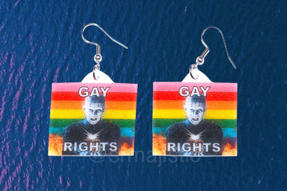 (READY TO SHIP) Hellraiser Pinhead Collection of Flaming Pride Flags Handmade Earrings!