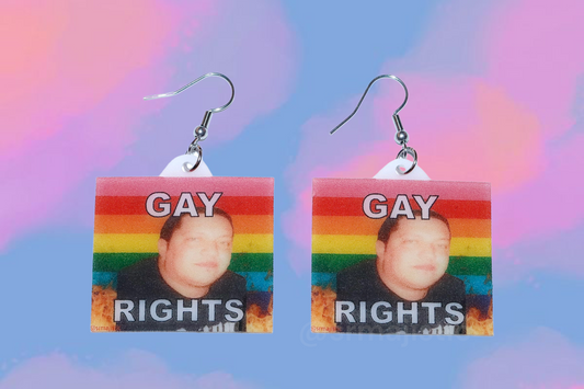 (READY TO SHIP) Sal Vulcano Gay Flaming Pride Flag Handmade Earrings!