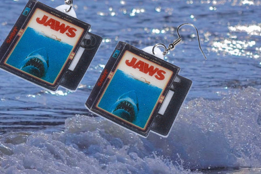 (READY TO SHIP) Jaws (1975) Movie VHS Tape 2D detailed Handmade Earrings!