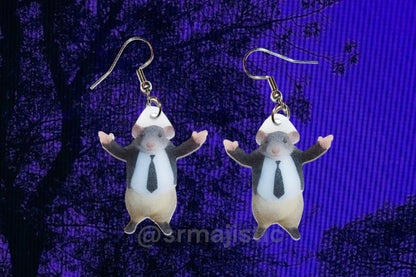 Mr. Chedda Mouse Wearing Suit Meme Funny Handmade Earrings!