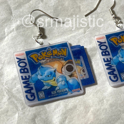 (READY TO SHIP) Pokémon Blue, Red, and Yellow Game Boy Game 2D detailed Handmade Earrings!