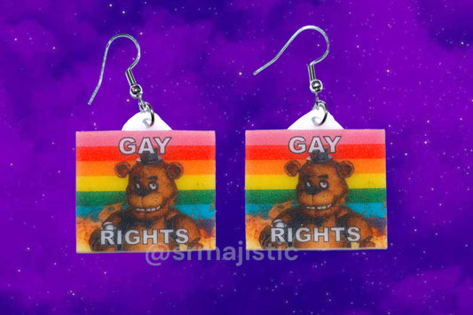 (READY TO SHIP) 5 Nights at Freddy’s Collection of Flaming Pride Flags Handmade Earrings!