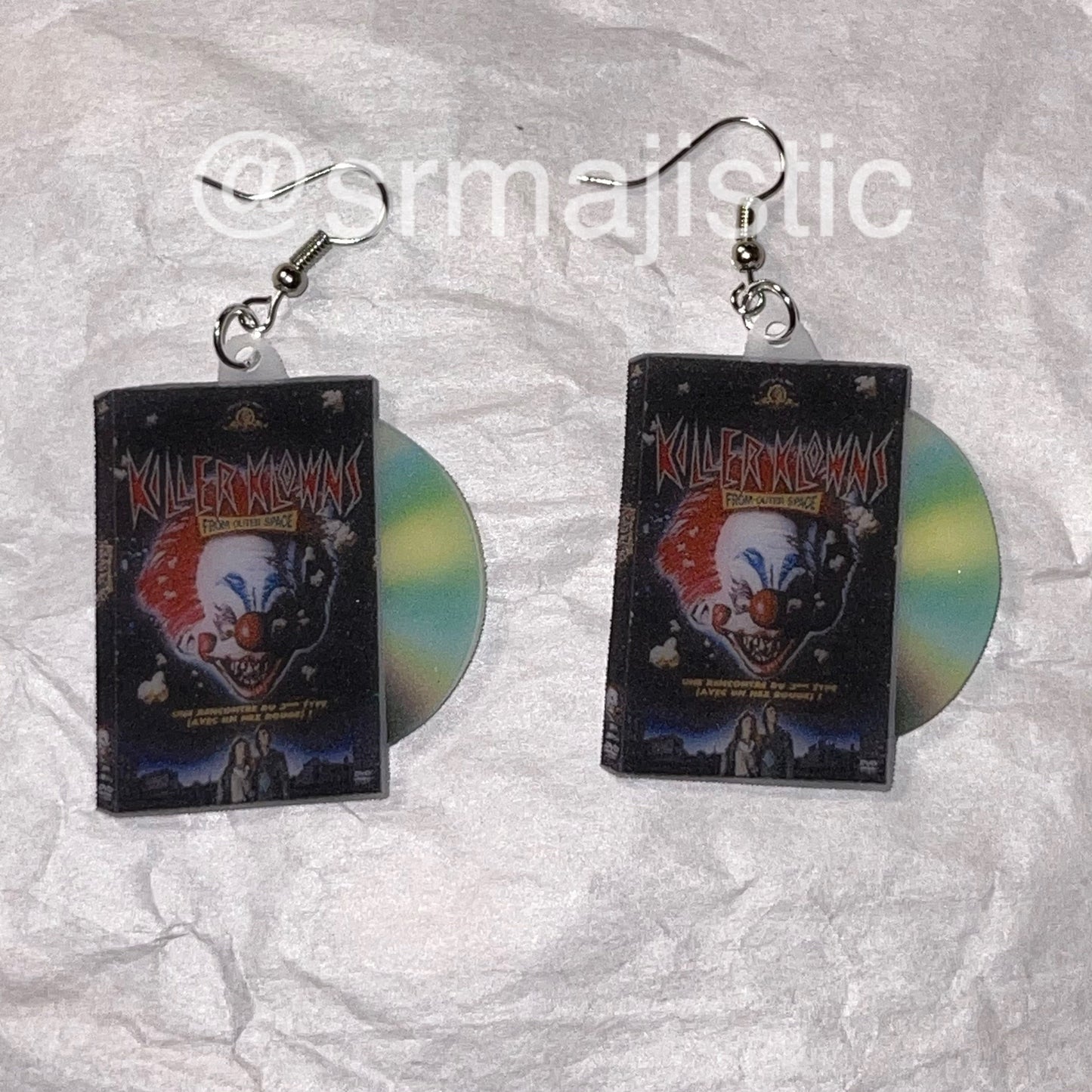 (READY TO SHIP)  Killer Clowns from Outer Space (1988) DVD 2D detailed Handmade Earrings!