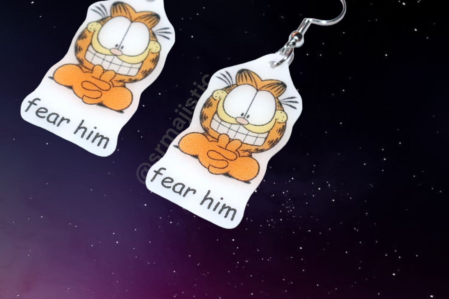 Garfield Fear Him Meme Handmade Earrings!