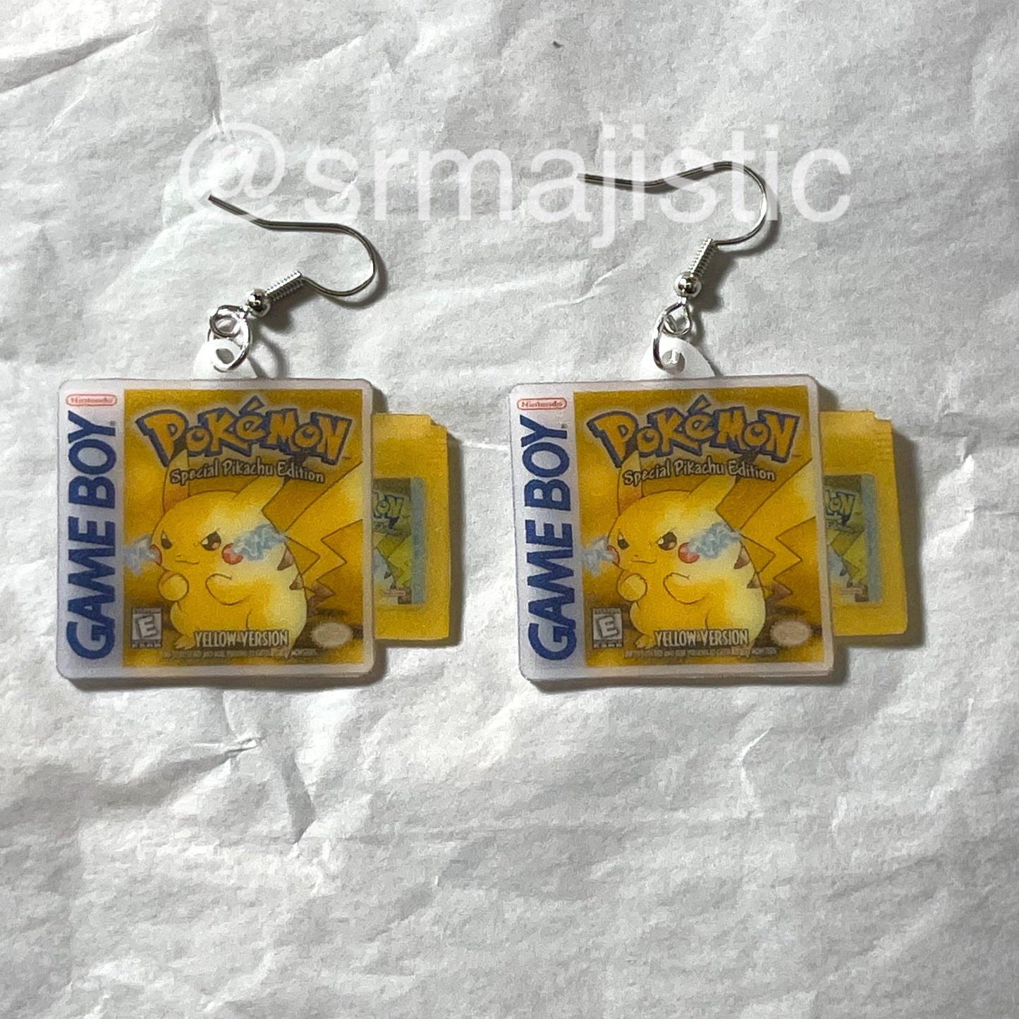 (READY TO SHIP) Pokémon Blue, Red, and Yellow Game Boy Game 2D detailed Handmade Earrings!