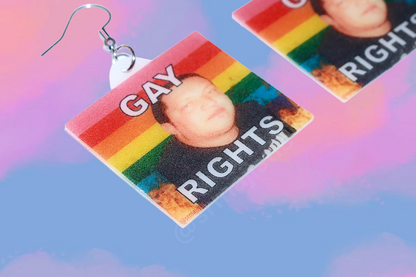 (READY TO SHIP) Sal Vulcano Gay Flaming Pride Flag Handmade Earrings!