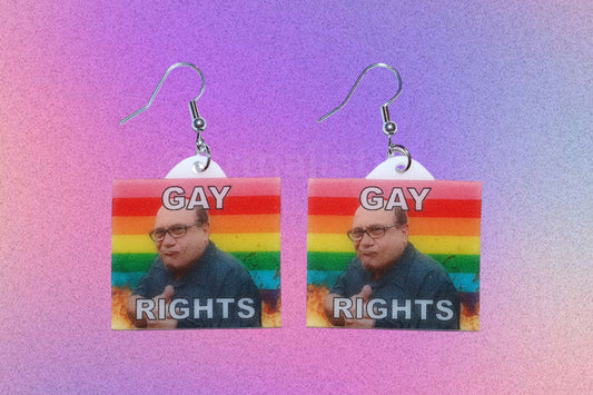 (READY TO SHIP) Danny DeVito Collection of Flaming Pride Flags Handmade Earrings!