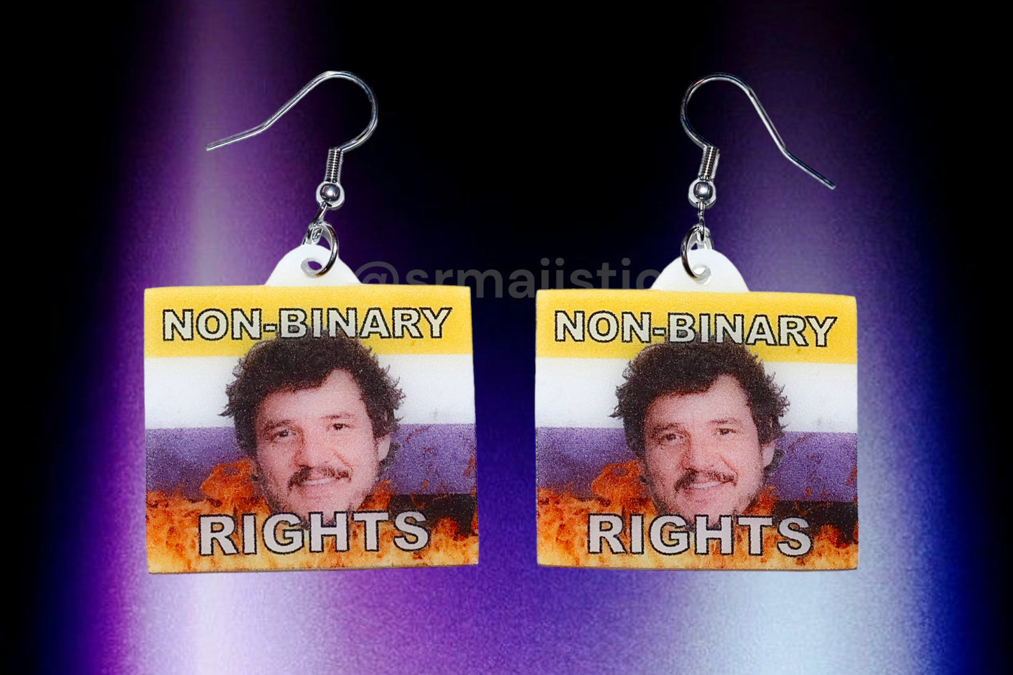 (READY TO SHIP) Pedro Pascal says Gay Rights Flame Pride Flag Handmade Earrings!