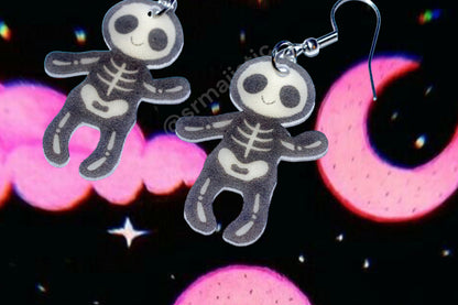 Jellycat Skeleton Bob Plushie 2D Cute Handmade Earrings!