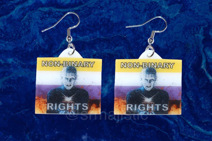 (READY TO SHIP) Hellraiser Pinhead Collection of Flaming Pride Flags Handmade Earrings!