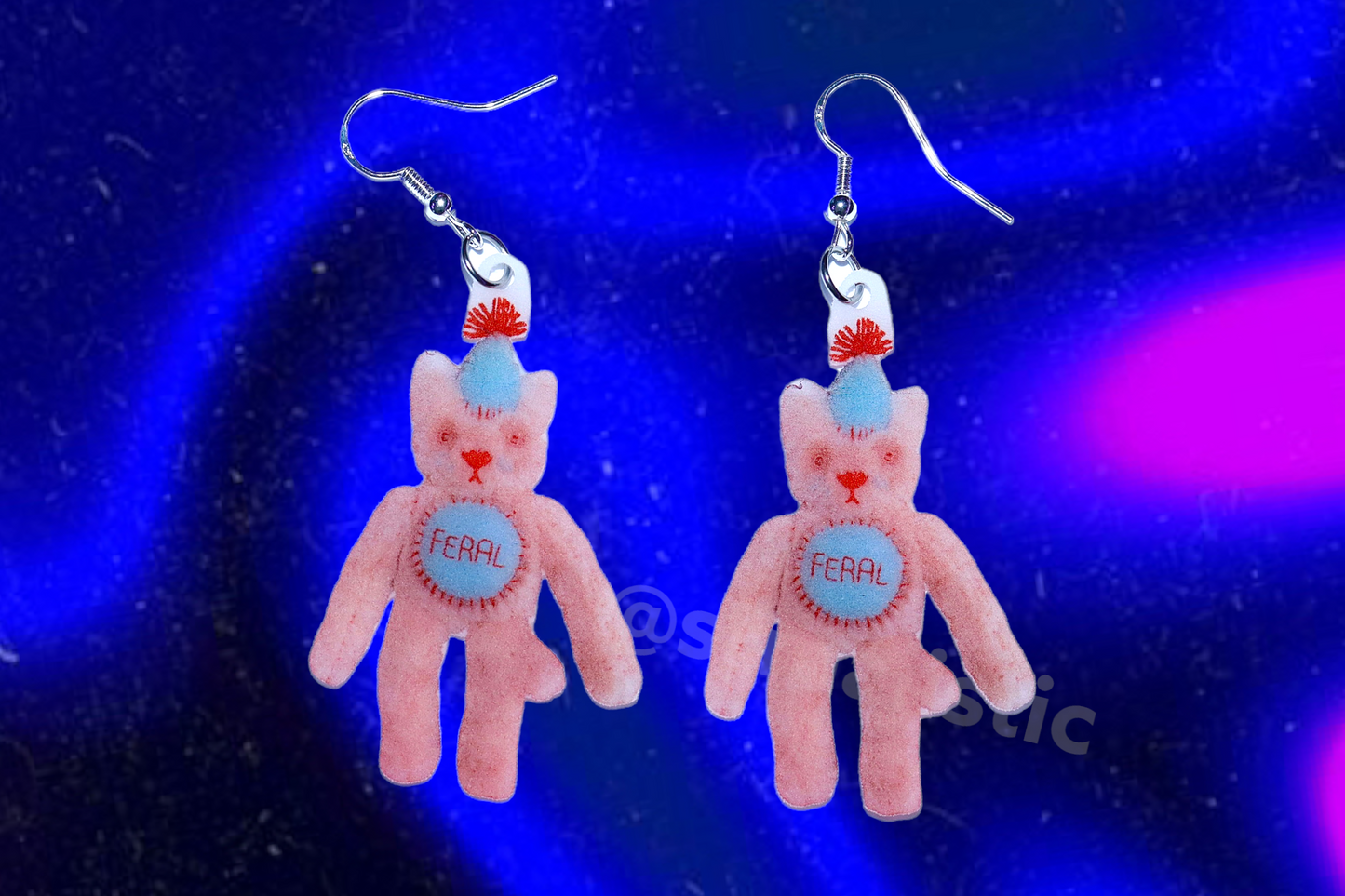 (READY TO SHIP) Hairy Little Funky Friends 2D Handmade Earrings (collaboration with Imo Sophia)