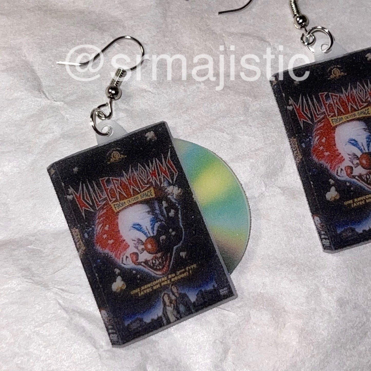 (READY TO SHIP)  Killer Clowns from Outer Space (1988) DVD 2D detailed Handmade Earrings!