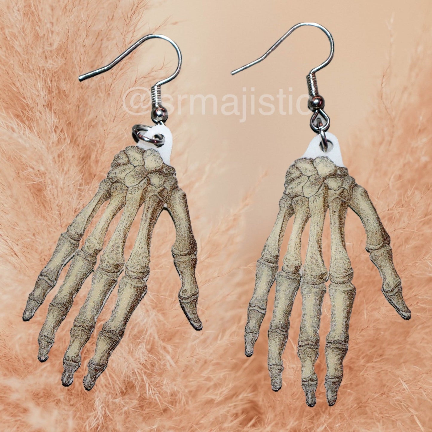 (READY TO SHIP) Spooky Skeleton Hand 2D Handmade Earrings!