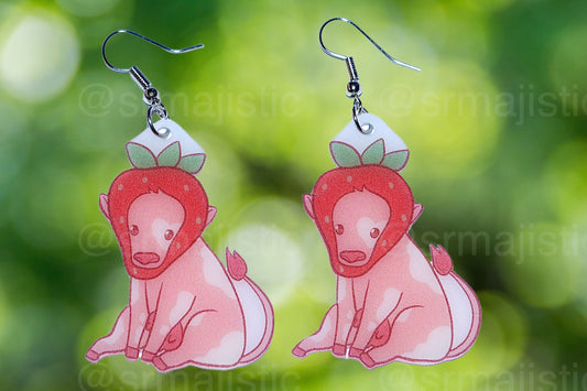 Sweet Strawberry Animal Handmade Earrings (collaboration with @saltnox)