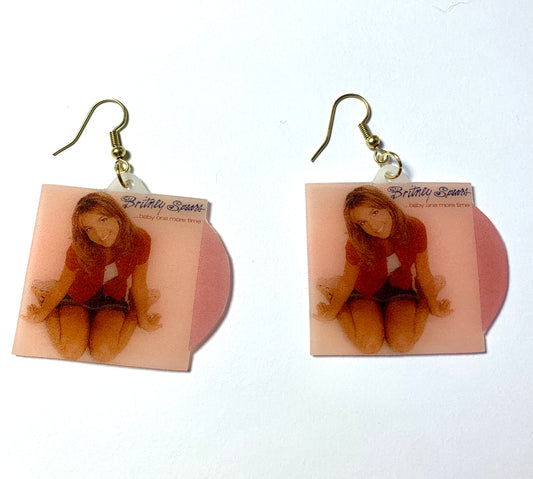 (READY TO SHIP) Britney Spears Baby One More Time Vinyl Album Handmade Earrings!