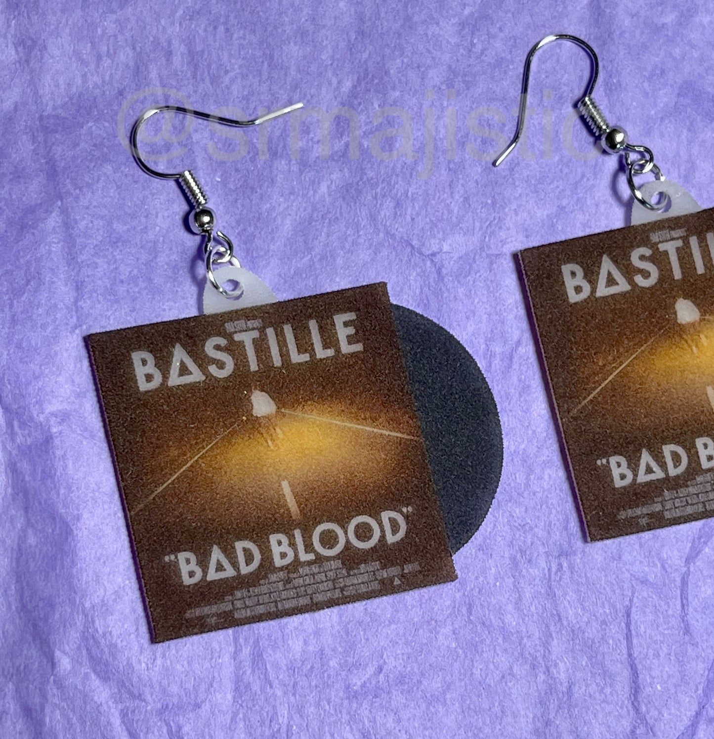 Bastille Bad Blood Vinyl Album Handmade Earrings!