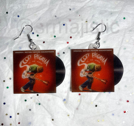 (READY TO SHIP) Scott Pilgrim Vs the World Movie Soundtrack Vinyl Album Handmade Earrings!