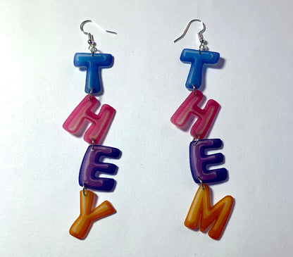 They/Them Pronoun Handmade Earrings!