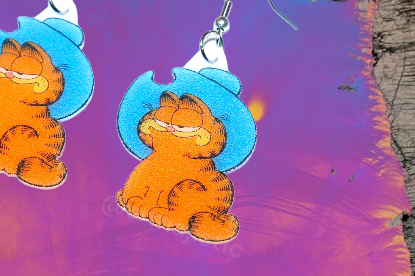 (READY TO SHIP) Cowboy Garfield Character Handmade Earrings!