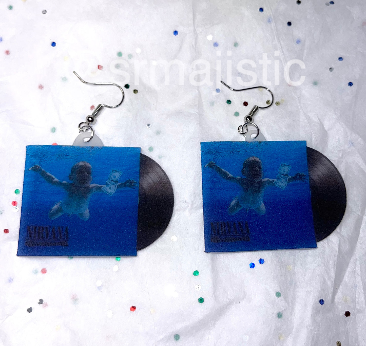 Nirvana Nevermind Vinyl Album Handmade Earrings!