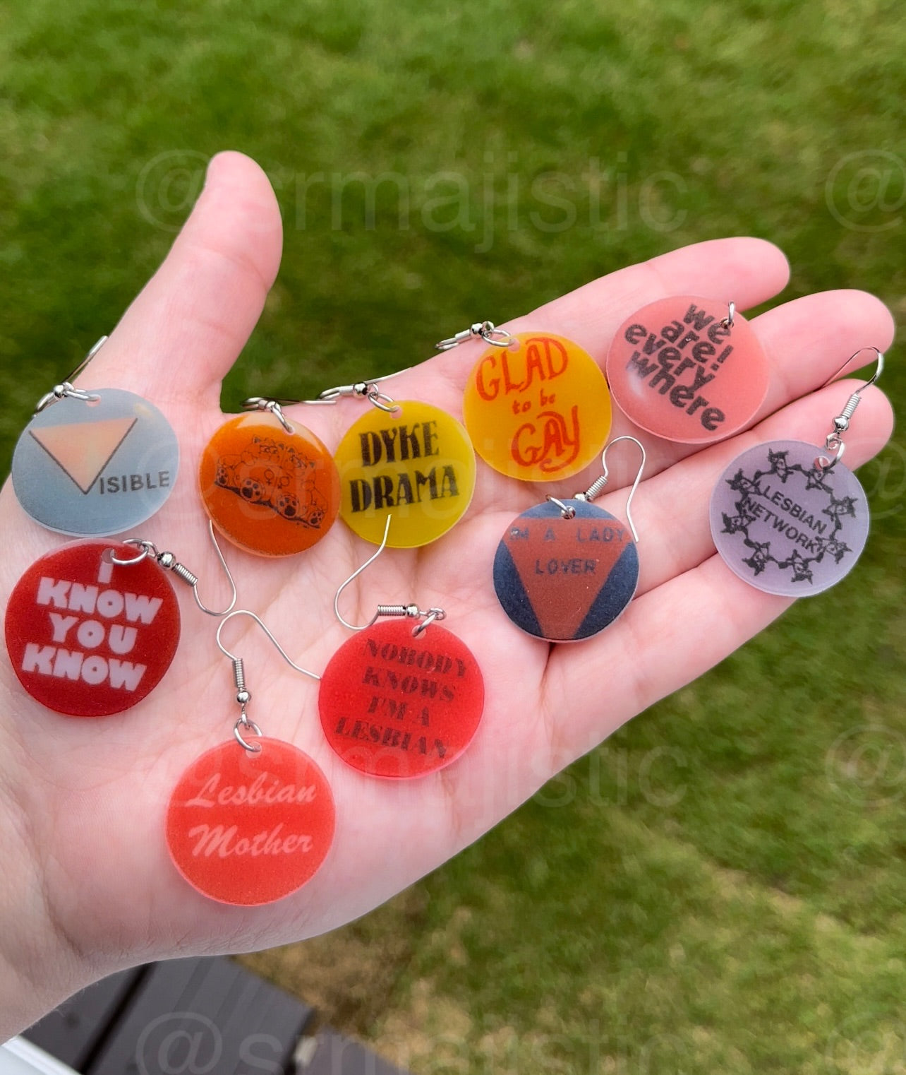 Vintage Pride Protest Button Design 2D Handmade Earrings!