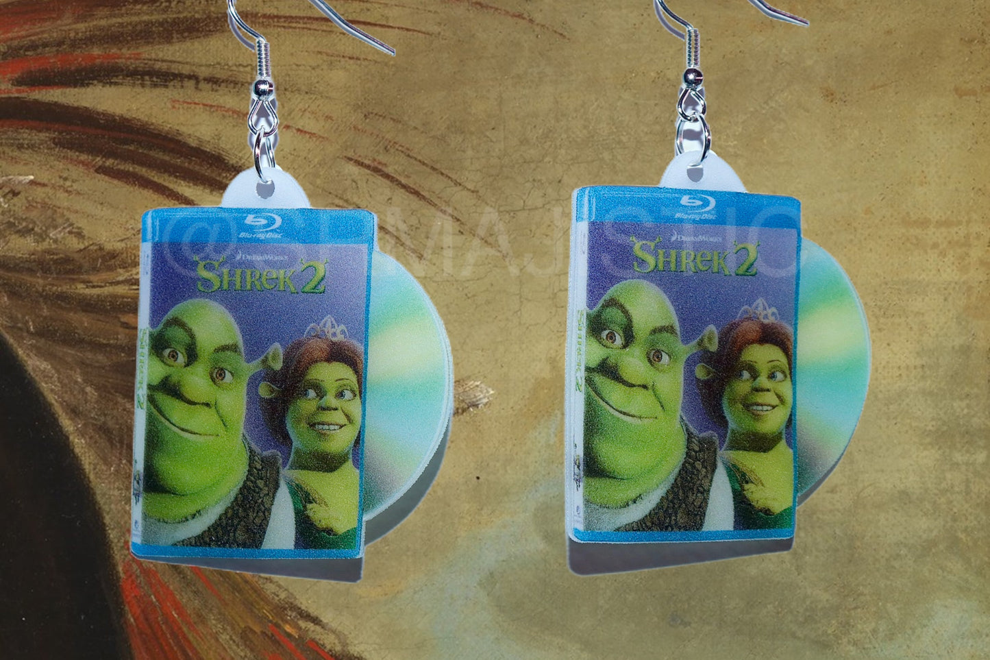 Shrek 2 (2004) DVD 2D detailed Handmade Earrings!