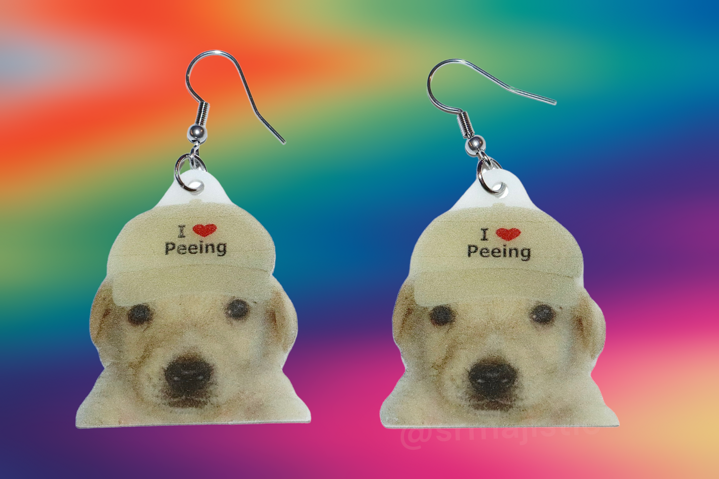 I Heart Peeing Jotchua Dog Funny Handmade Earrings!