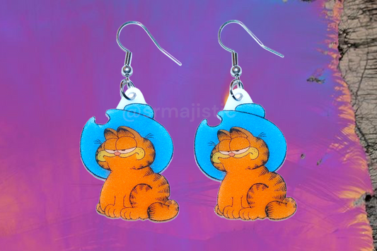 (READY TO SHIP) Cowboy Garfield Character Handmade Earrings!