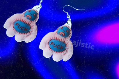 Hairy Little Funky Friends 2D Handmade Earrings (collaboration with Imo Sophia)