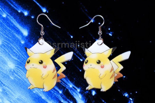 Vintage Round Pikachu Stylized Pokémon Character Handmade Earrings!