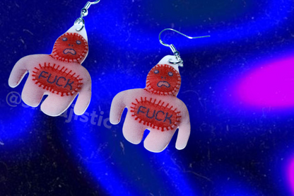 Hairy Little Funky Friends 2D Handmade Earrings (collaboration with Imo Sophia)