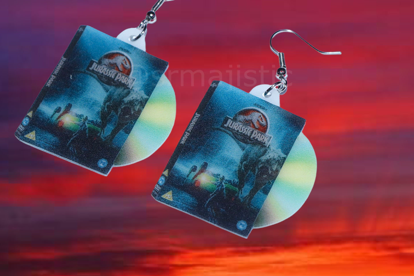 Jurassic Park (1993) DVD 2D detailed Handmade Earrings!