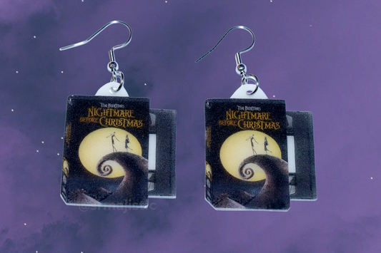 The Nightmare Before Christmas (1993) Movie VHS Tape 2D detailed Handmade Earrings!