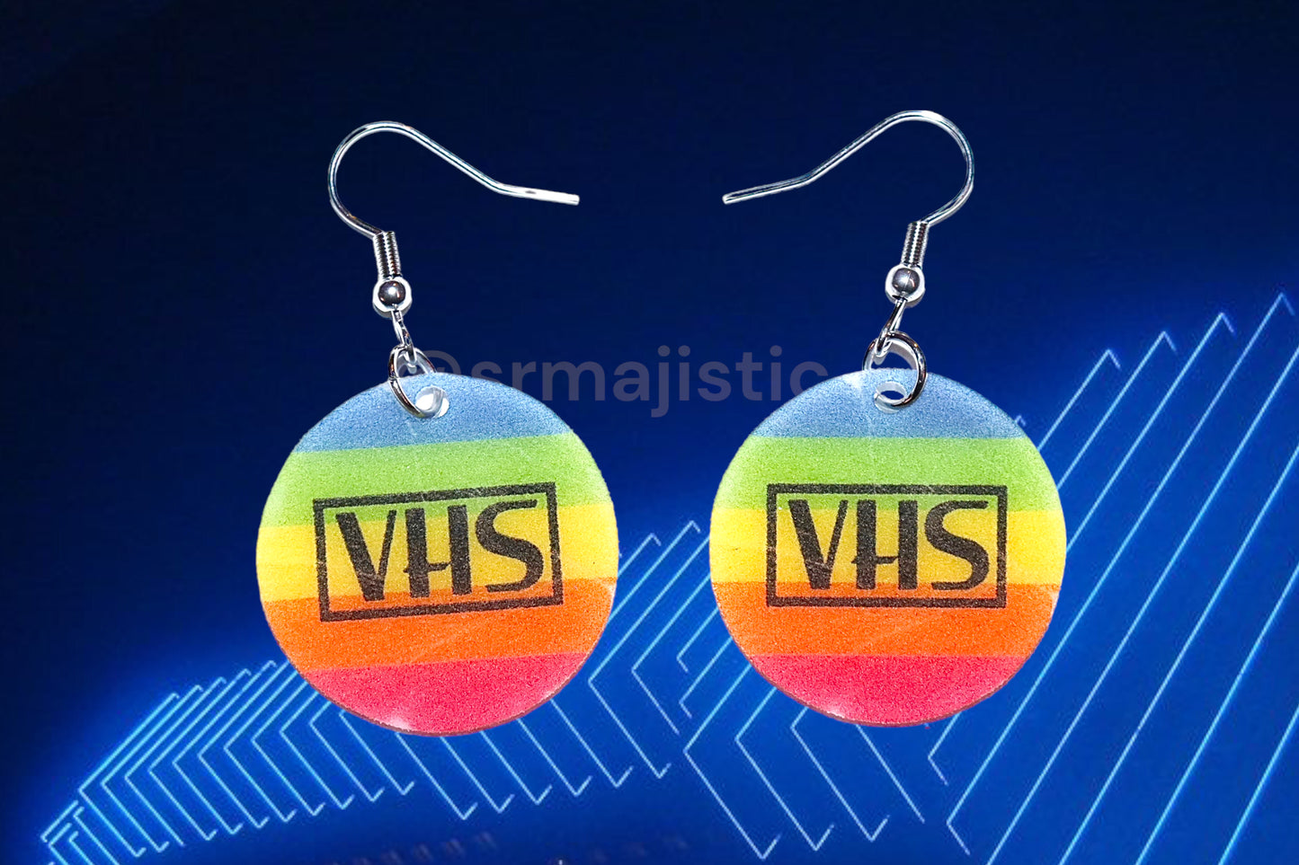 VHS  Movie Genre Sticker 2D detailed Handmade Earrings!