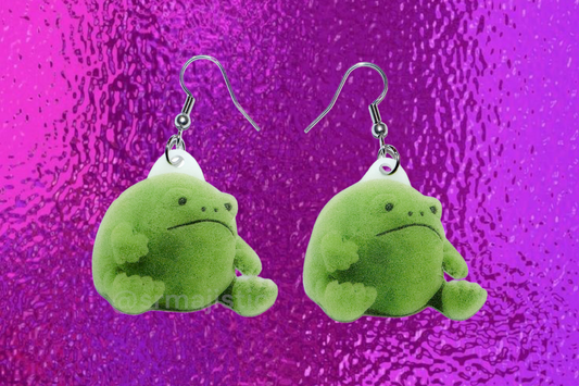 Jelly Cat Round Frog Cute Handmade Earrings!