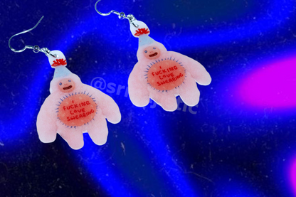 Hairy Little Funky Friends 2D Handmade Earrings (collaboration with Imo Sophia)