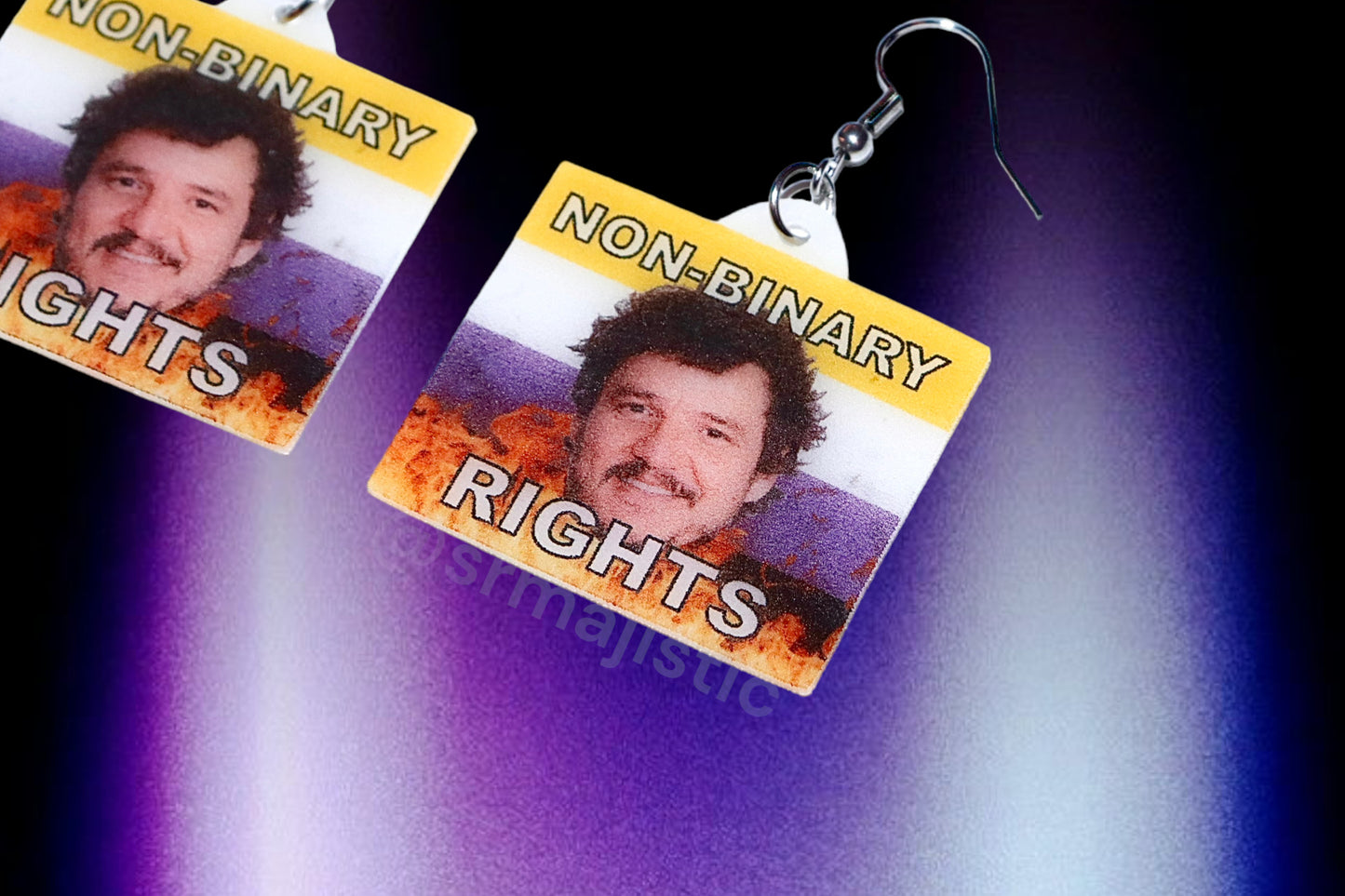 Pedro Pascal Non-Binary Rights Flame Pride Flag Handmade Earrings!