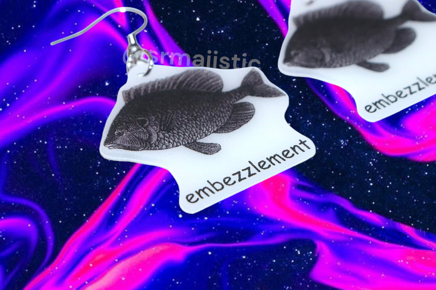 Embezzlement Fish Felony Meme Handmade Earrings!