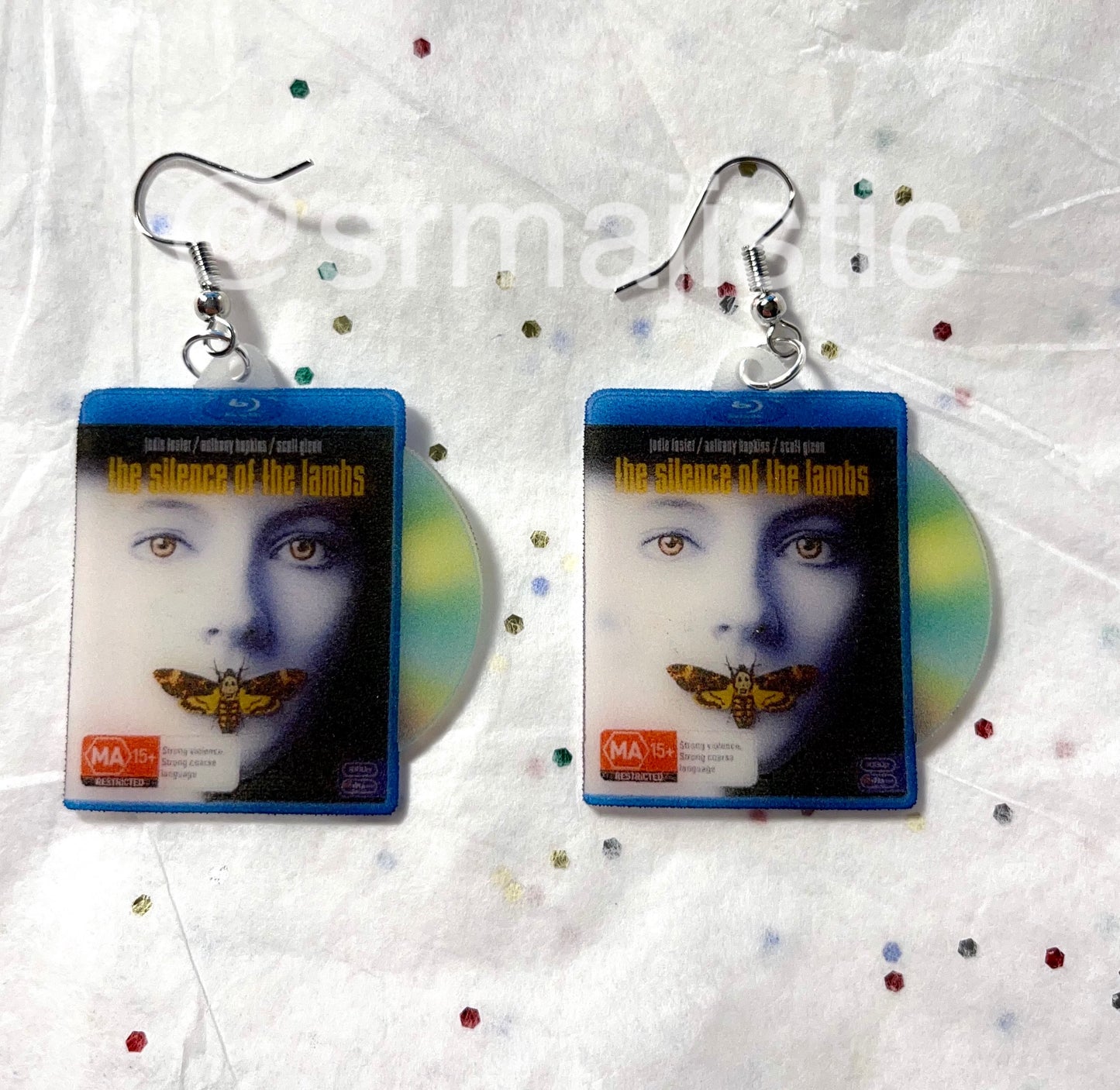 Silence of the Lambs (1991) DVD 2D detailed Handmade Earrings!