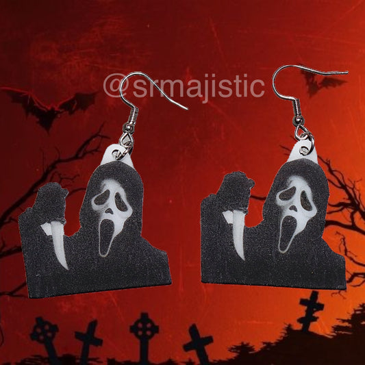 Ghostface Scream Character 2D Handmade Earrings!